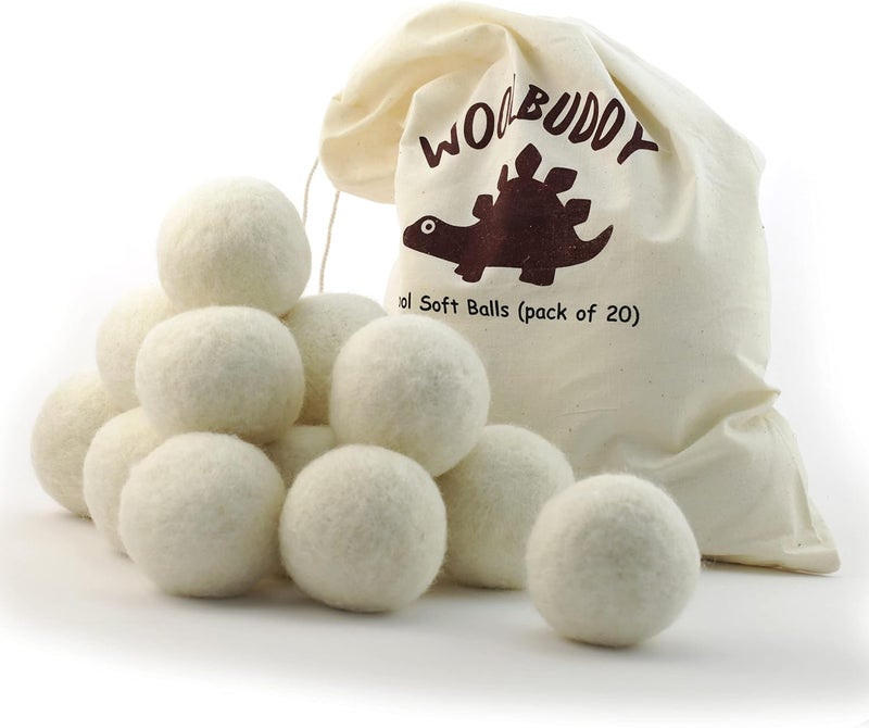 Woolbuddy Felt Balls – 20pcs Large 2.7” White Wool Pom Poms with Drawstring Bag – White Felt Balls for Crafts, DIY Garland, Christmas Ornaments, Needle Felting Projects - Image 1